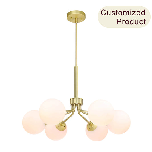 6-Light Mid-Century Modern Brass Chandelier XB-C1304-6-SB