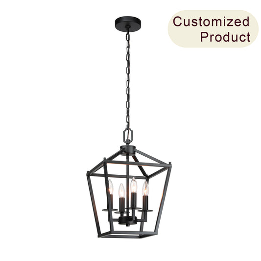 Black Farmhouse Hanging Lantern Pendant Light XB-C1306-MB
