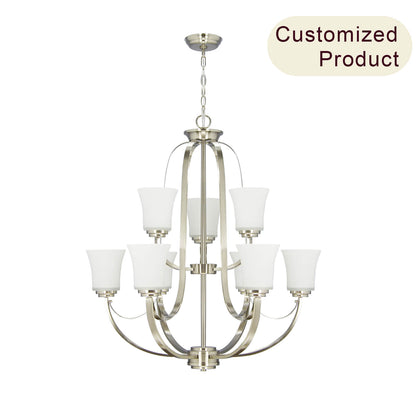 Metal Classic Traditional Lantern Lamp Chandelier Pendant Lighting for Kitchen Living Room Chandelier Pendant Light XB-C702-9-BN