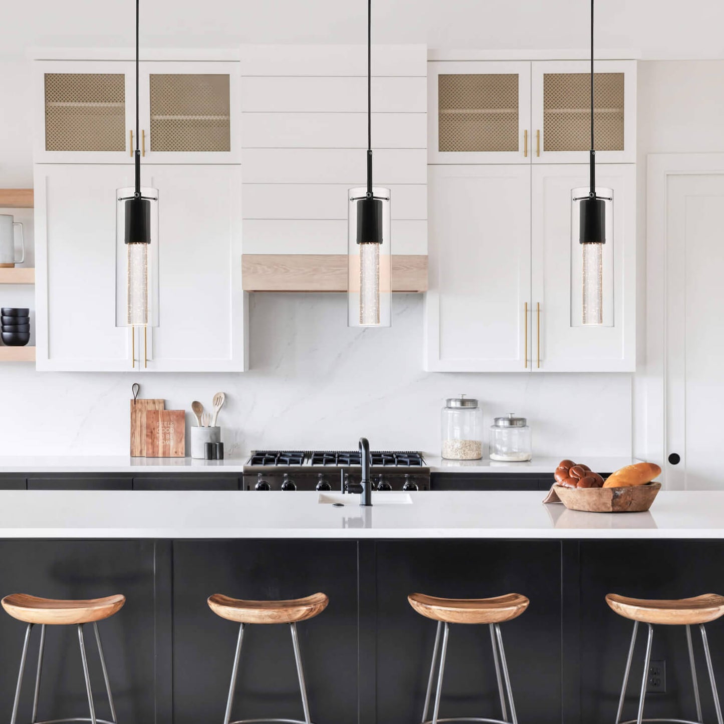 Modern Mini Hanging Pendant Light with LED Bulb & Crystal XB-P1110-MB