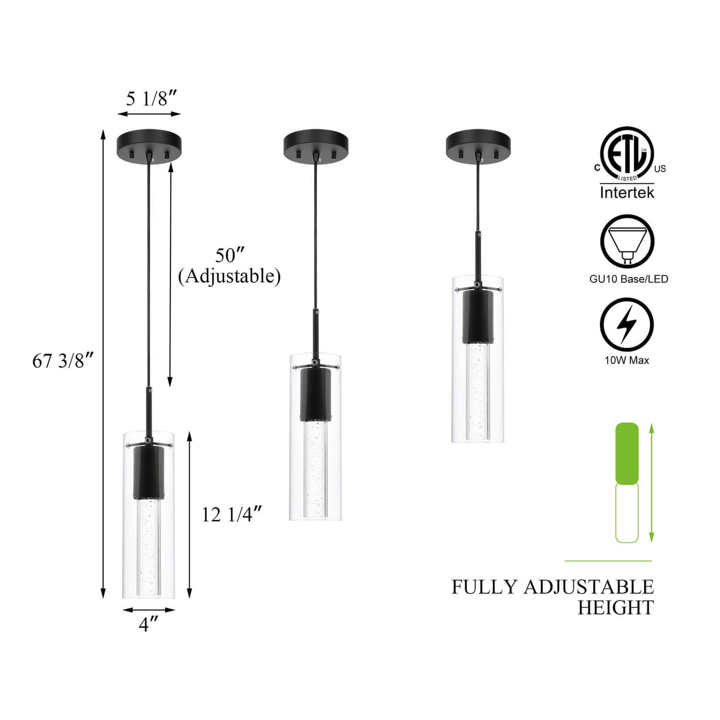 Modern Mini Hanging Pendant Light with LED Bulb & Crystal XB-P1110-MB