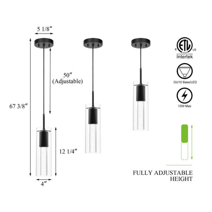 Modern Mini Hanging Pendant Light with LED Bulb & Crystal XB-P1110-MB