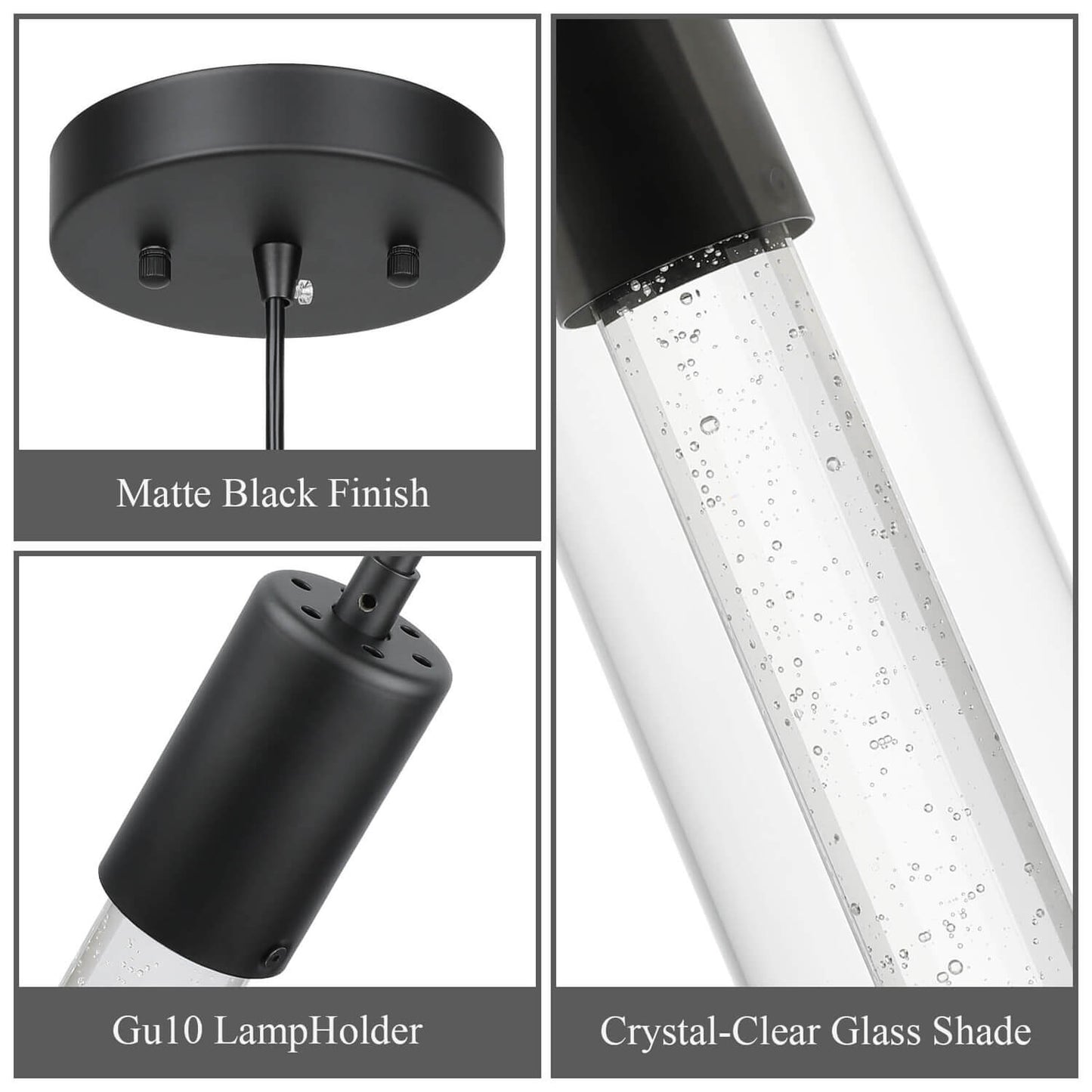 Modern Mini Hanging Pendant Light with LED Bulb & Crystal XB-P1110-MB