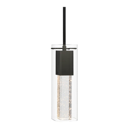 Modern Black Pendant Light with Square Glass Shade & LED Bulb XB-P1110-SQ-MB