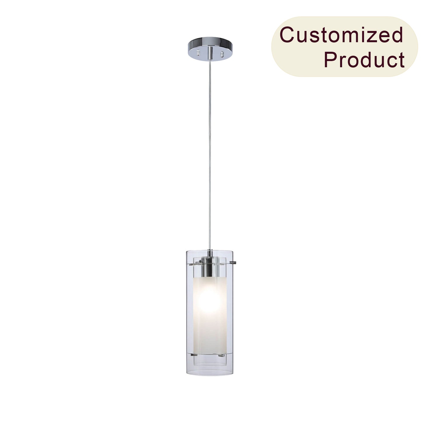 Modern Chrome Mini Pendant Light with Clear & Frost Glass XB-P1159-CH
