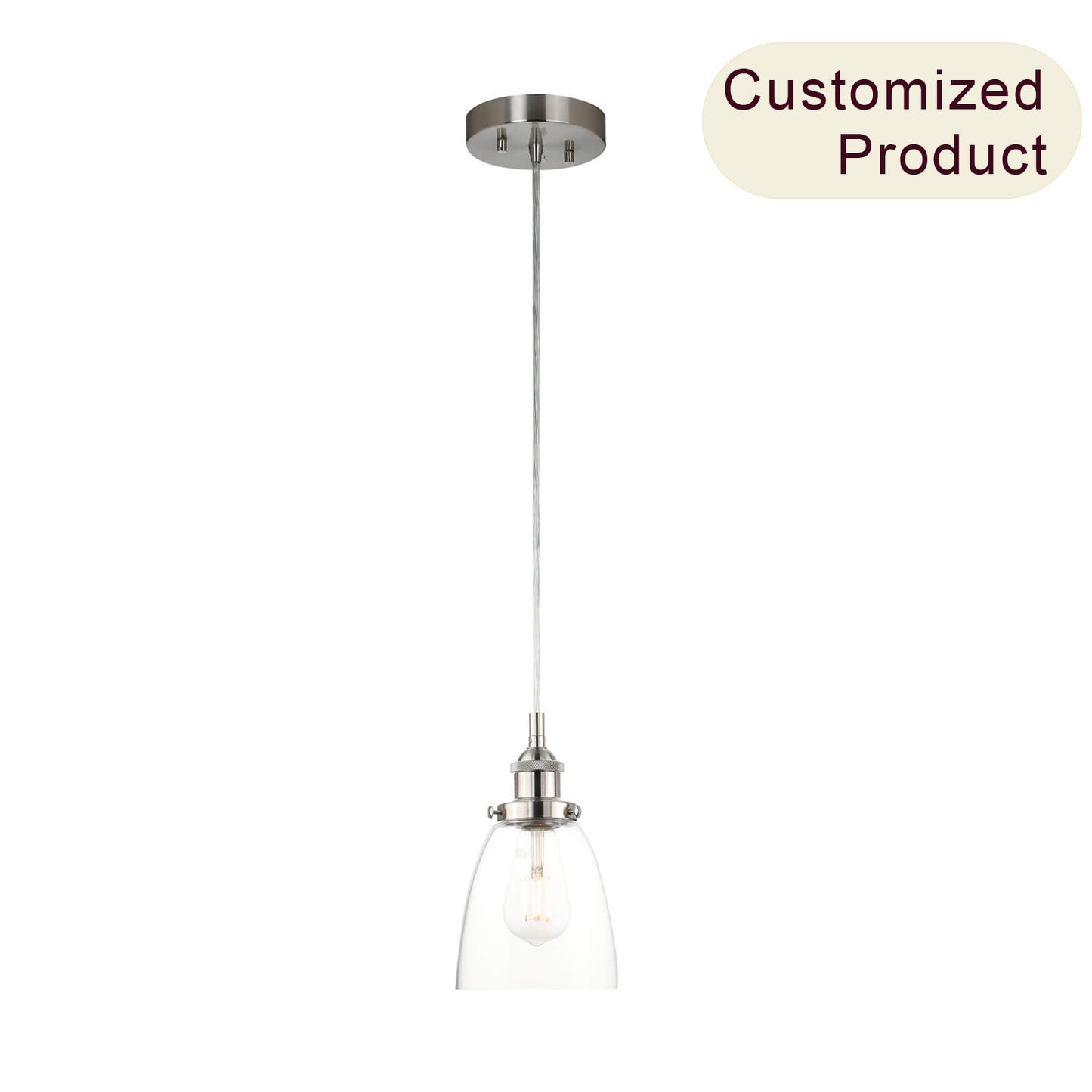 Adjustable Brushed Nickel Mini Pendant Light with Glass Shade for Kitchen XB-P1160-BN