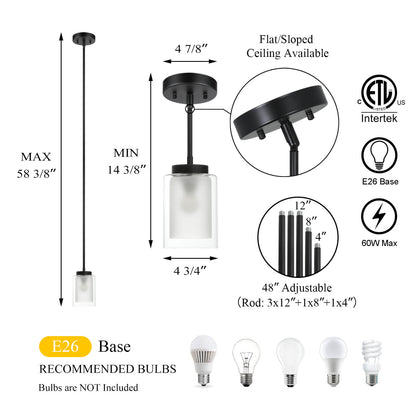 Modern Adjustable Hanging Pendant Lighting Black Kitchen Island Lights XB-P1195-MB