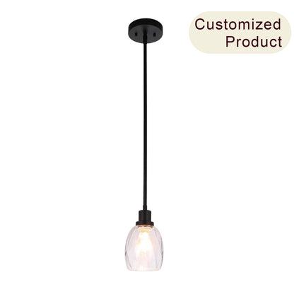 Modern Mini Pendant Light, Clear Glass Shade, Matte Black Finish, Adjustable Height XB-P1210-MBK