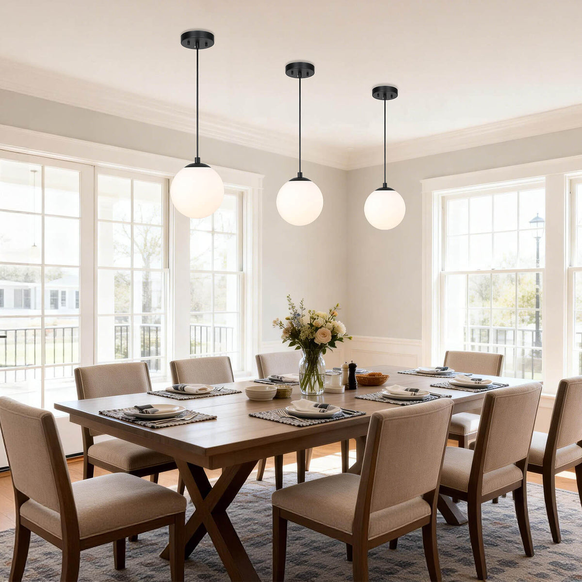 Modern Adjustable Globe Pendant Light in Matte Black Finish XB-P1211-MBK