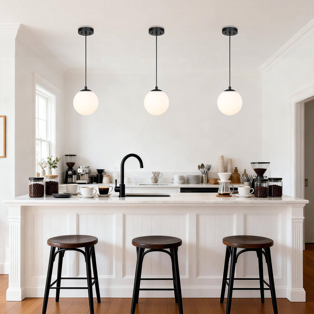 Modern Adjustable Globe Pendant Light in Matte Black Finish XB-P1211-MBK
