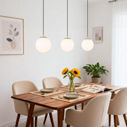 Modern Globe Pendant Light, Kitchen Hanging Ceiling Light, Satin Brass Finish, Adjustable Height XB-P1211-SB