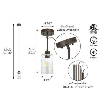 Glass Mini Pendant Light - Modern Kitchen Ceiling Light XB-P1227-DB