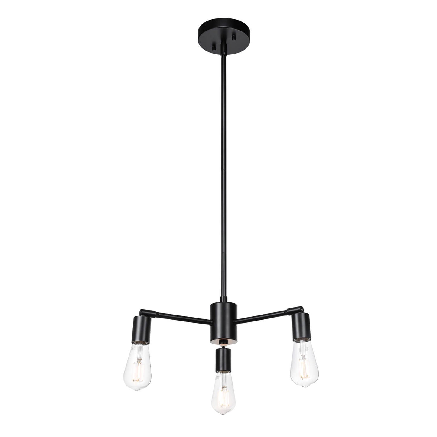 Sputnik Chandelier, 3-Light Industrial Black Pendant Light with LED Bulbs XB-P1245-3-MBK-LED