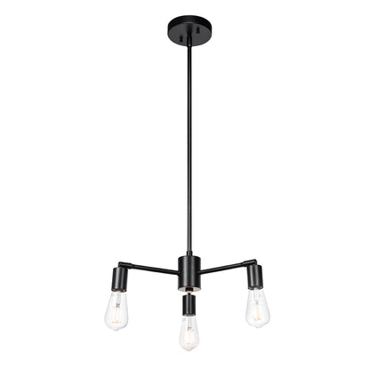 Sputnik Chandelier, 3-Light Industrial Black Pendant Light with LED Bulbs XB-P1245-3-MBK-LED