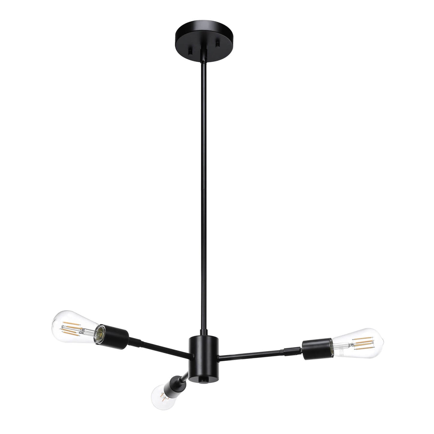 Sputnik Chandelier, 3-Light Industrial Black Pendant Light with LED Bulbs XB-P1245-3-MBK-LED