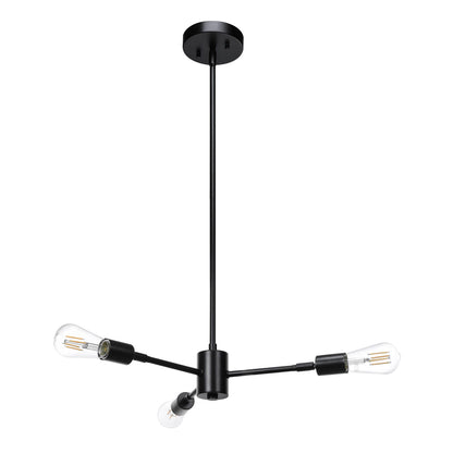 Sputnik Chandelier, 3-Light Industrial Black Pendant Light with LED Bulbs XB-P1245-3-MBK-LED