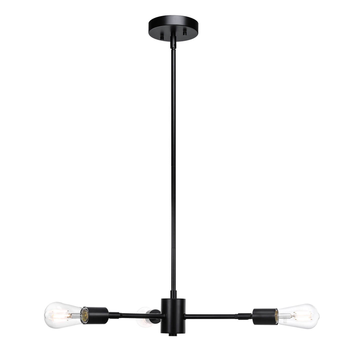 Sputnik Chandelier, 3-Light Industrial Black Pendant Light with LED Bulbs XB-P1245-3-MBK-LED