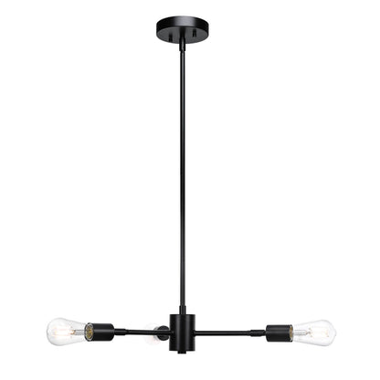 Sputnik Chandelier, 3-Light Industrial Black Pendant Light with LED Bulbs XB-P1245-3-MBK-LED
