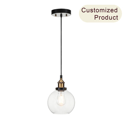 Glass Pendant Light, Industrial Kitchen Ceiling Lamp, Adjustable Height, Antique Brass XB-P1256-AB