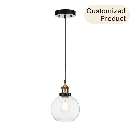 Glass Pendant Light, Industrial Kitchen Ceiling Lamp, Adjustable Height, Antique Brass XB-P1256-AB