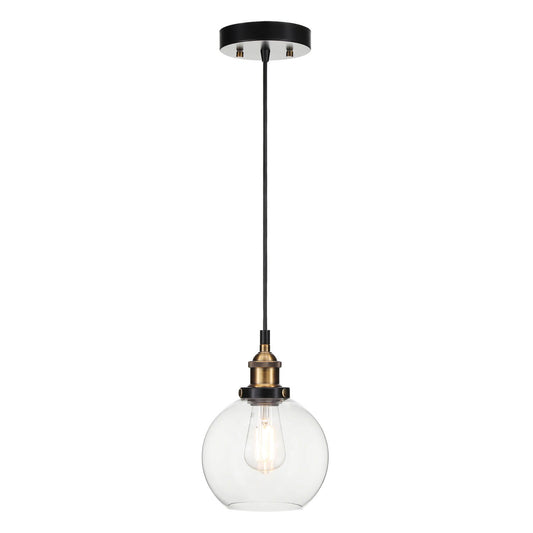 Glass Pendant Light, Industrial Kitchen Ceiling Lamp, Adjustable Height, Antique Brass XB-P1256-AB
