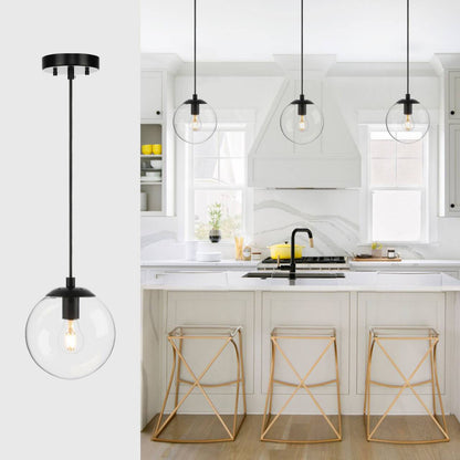 1-Light Modern Black Globe Pendant Light - Adjustable Ceiling Fixture XB-P1259-MBK