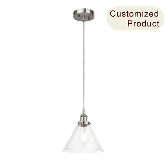 Retro Brushed Nickel Adjustable Pendant Light with Seeded Glass XB-P1280-BN