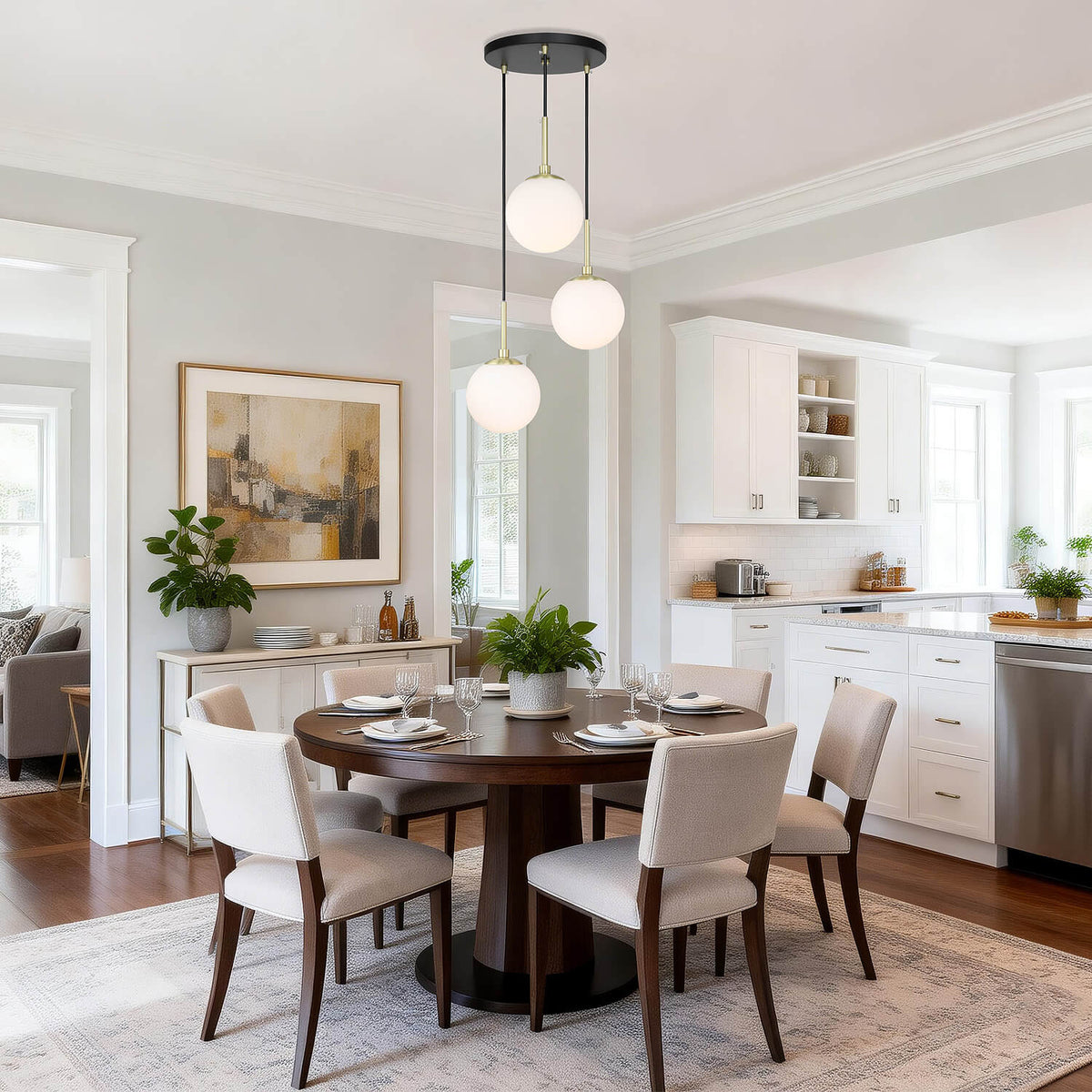 Modern Black Brass Pendant Light Fixture XB-P1304-3-MB