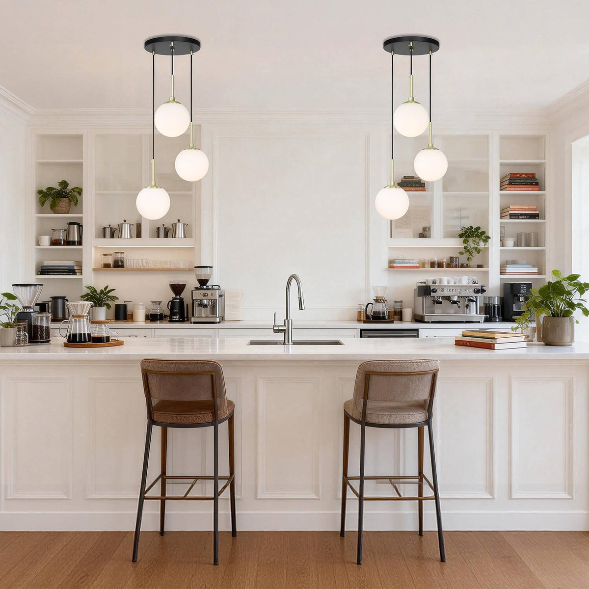 Modern Black Brass Pendant Light Fixture XB-P1304-3-MB