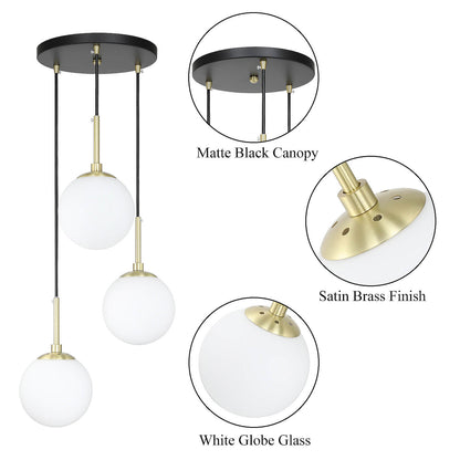 Modern Black Brass Pendant Light Fixture XB-P1304-3-MB