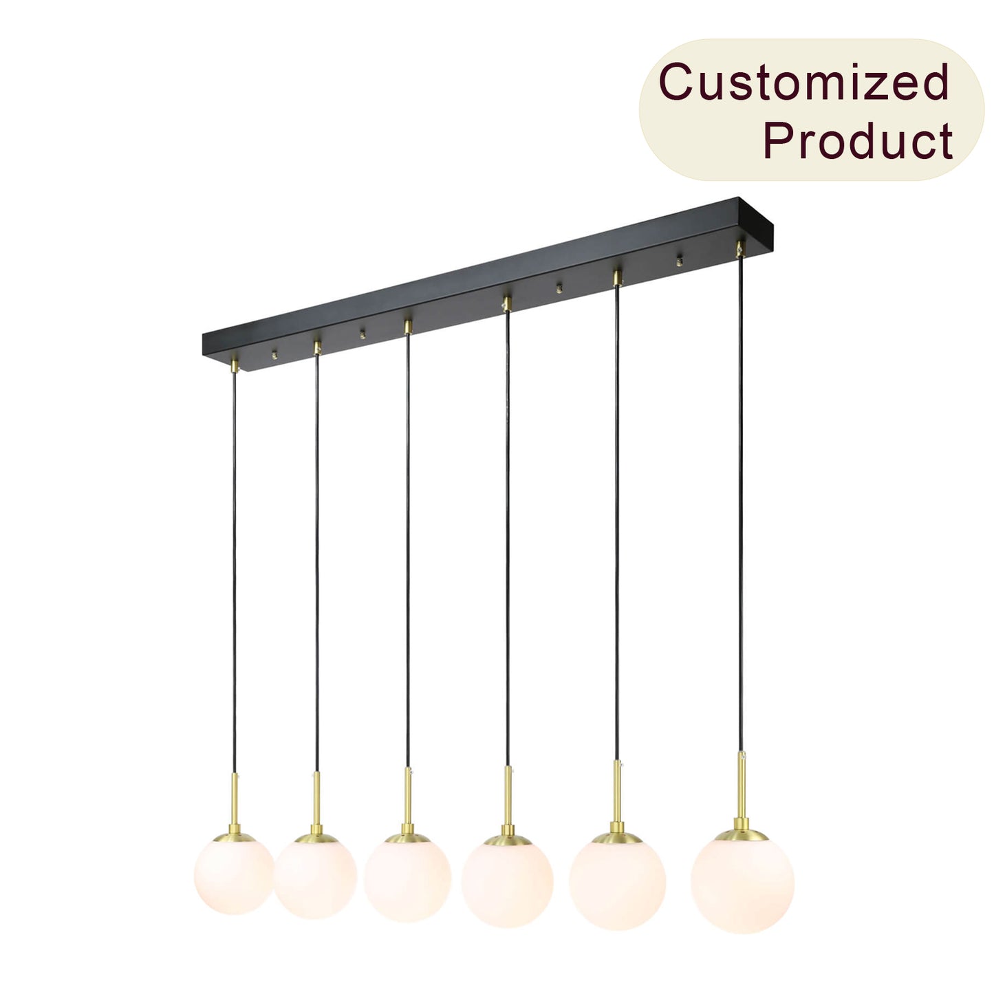 6-Light Farmhouse Linear Globe Chandelier for Kitchen Island XB-P1304-6-MB