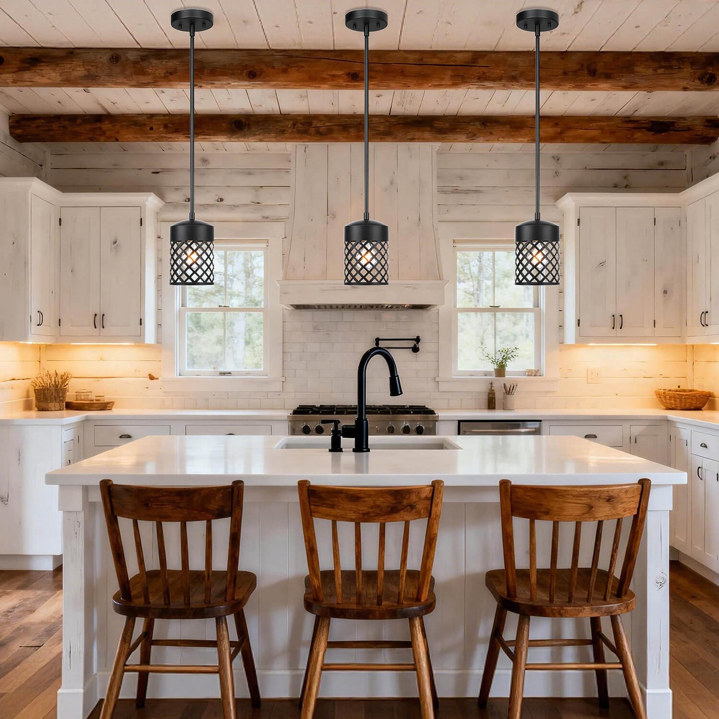 Modern Farmhouse Black Pendant Light for Kitchen Island XB-P328-MB