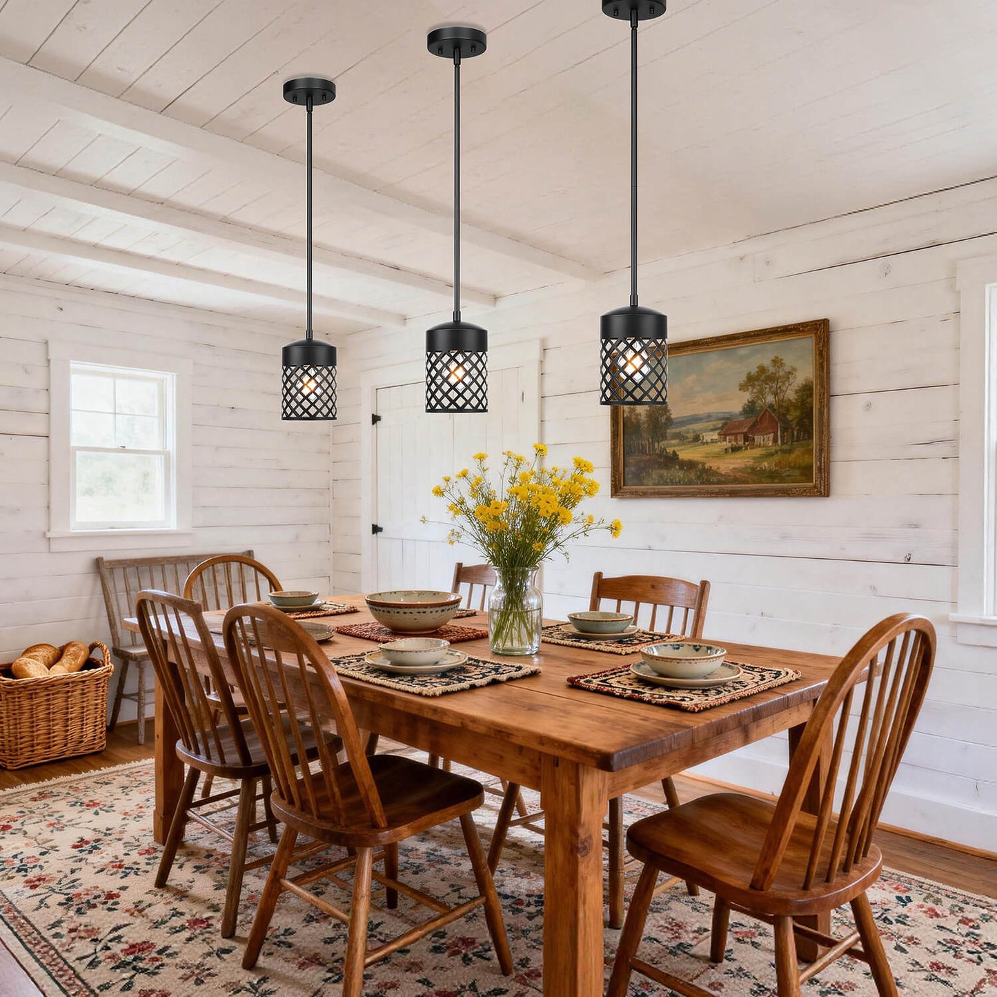 Modern Farmhouse Black Pendant Light for Kitchen Island XB-P328-MB
