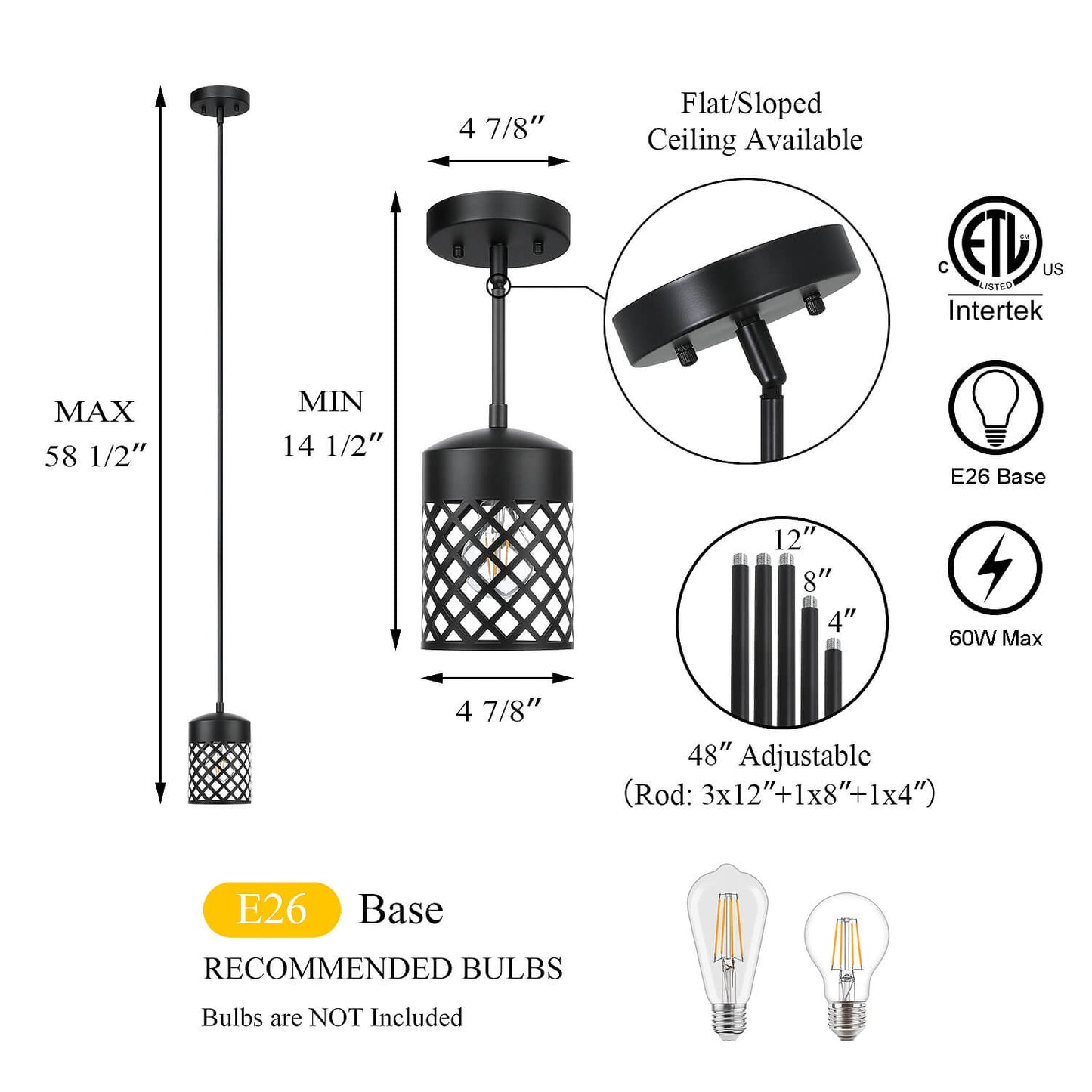 Modern Farmhouse Black Pendant Light for Kitchen Island XB-P328-MB