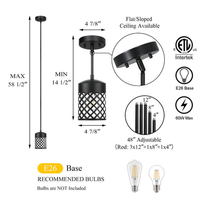 Modern Farmhouse Black Pendant Light for Kitchen Island XB-P328-MB