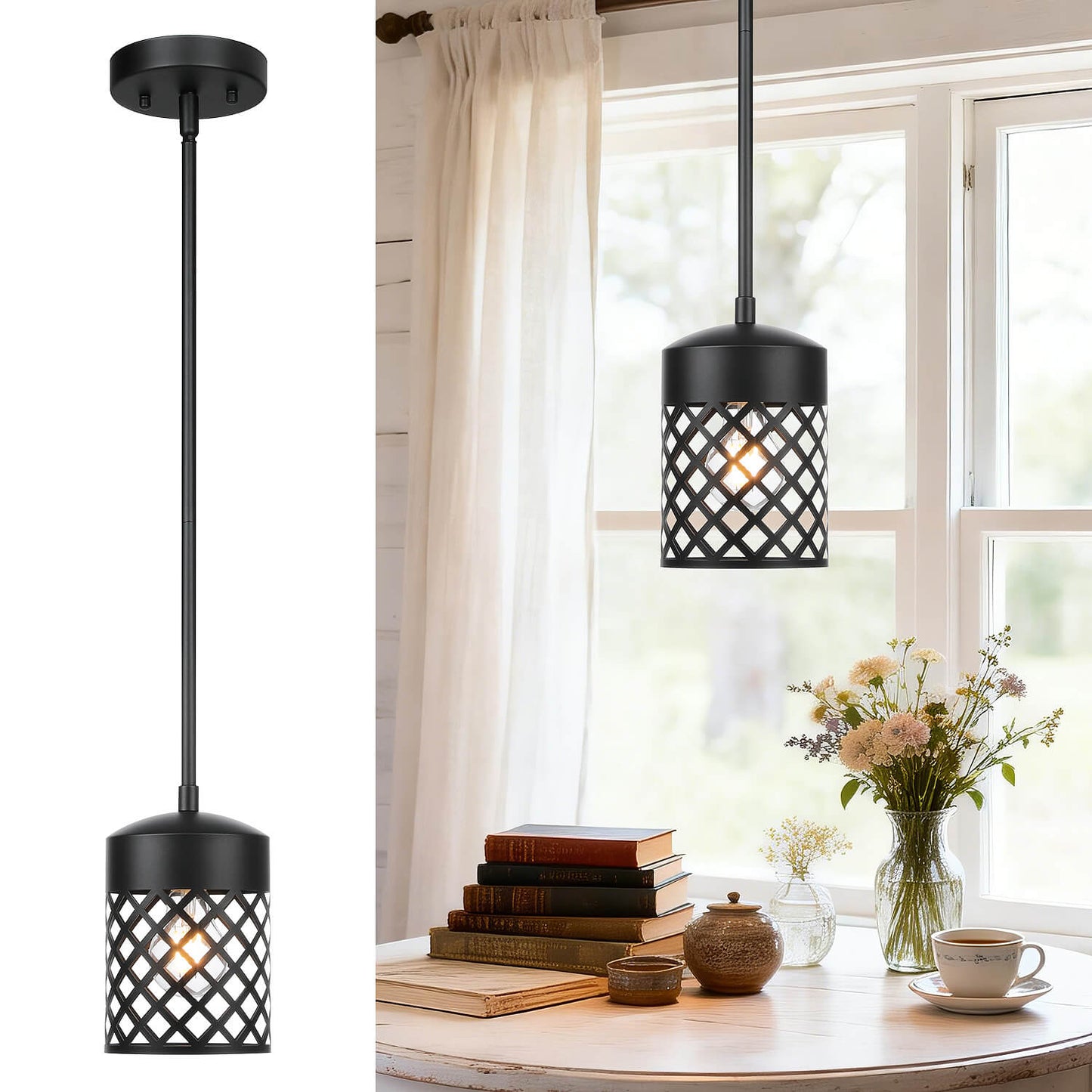 Modern Farmhouse Black Pendant Light for Kitchen Island XB-P328-MB