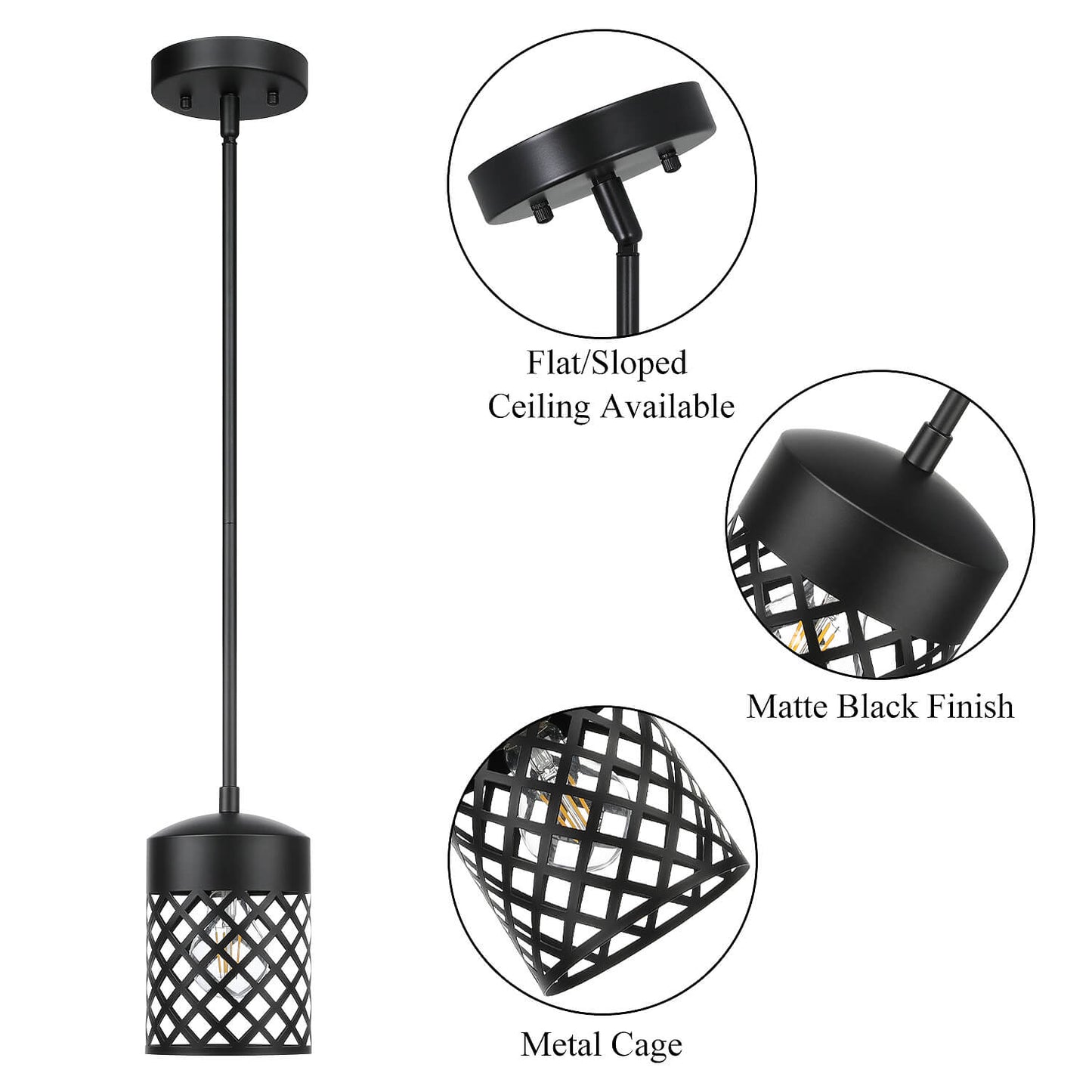 Modern Farmhouse Black Pendant Light for Kitchen Island XB-P328-MB