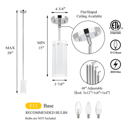 Modern Single Hanging Pendant Lighting Chrome Finish for Bar Dining Room XB-P482-1-CH