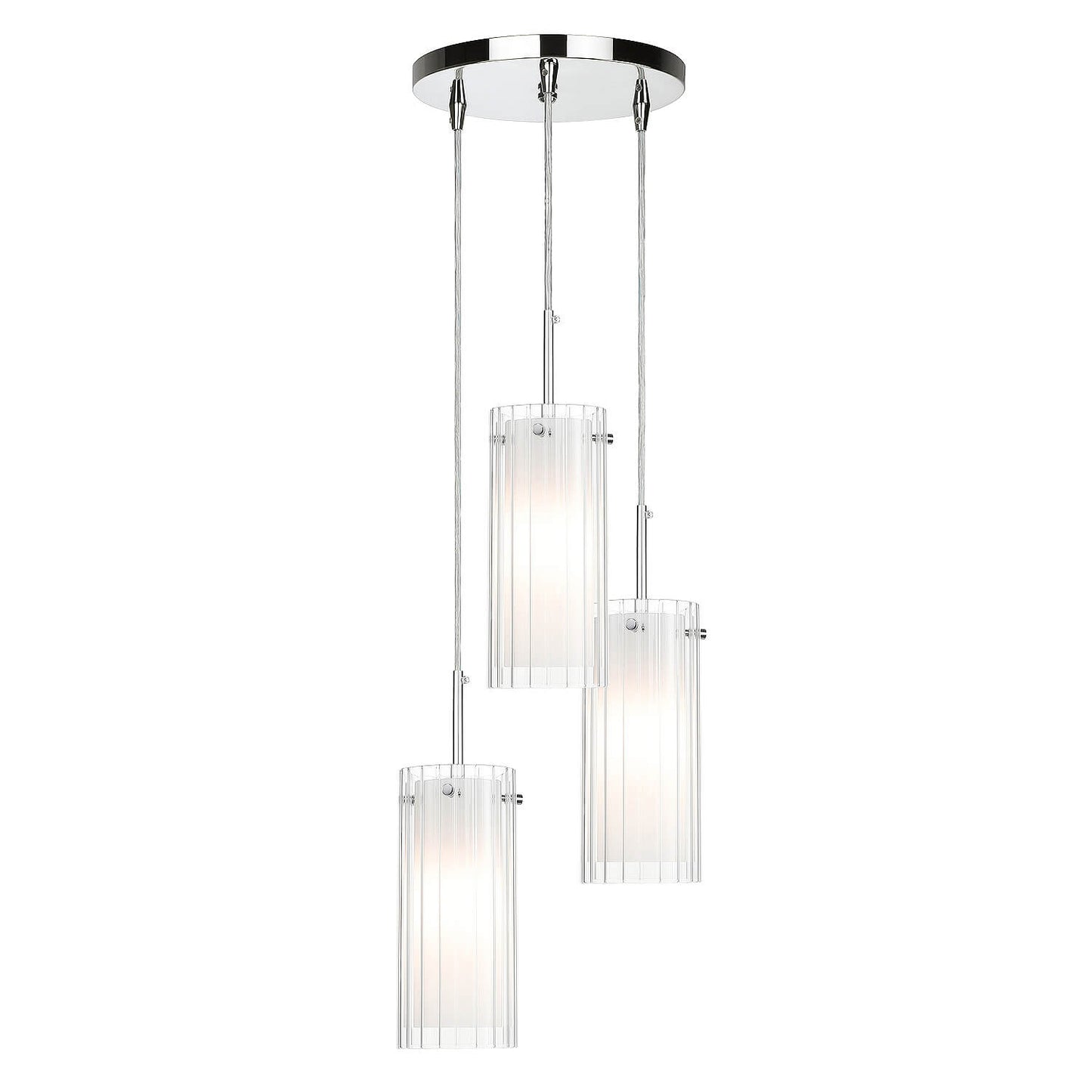 Modern 3-Light Chrome Pendant Lights with Dual Glass for Kitchen Island XB-P482-3-CH