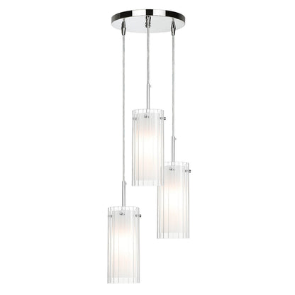 Modern 3-Light Chrome Pendant Lights with Dual Glass for Kitchen Island XB-P482-3-CH