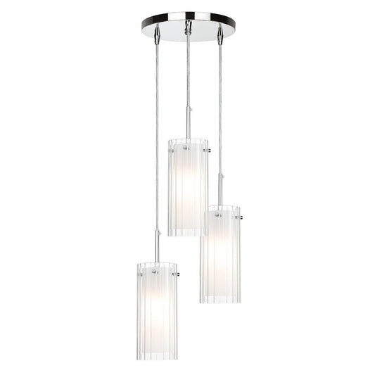 Modern 3-Light Chrome Pendant Lights with Dual Glass for Kitchen Island XB-P482-3-CH