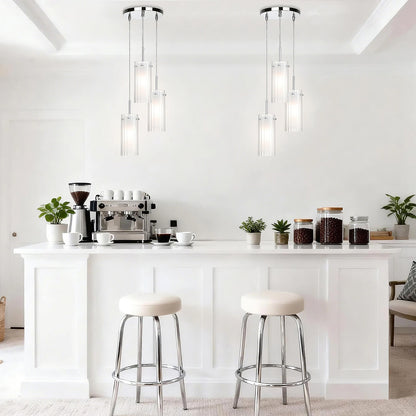 Modern 3-Light Chrome Pendant Lights with Dual Glass for Kitchen Island XB-P482-3-CH