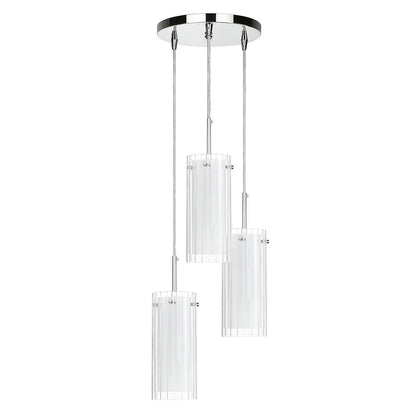 Modern 3-Light Chrome Pendant Lights with Dual Glass for Kitchen Island XB-P482-3-CH