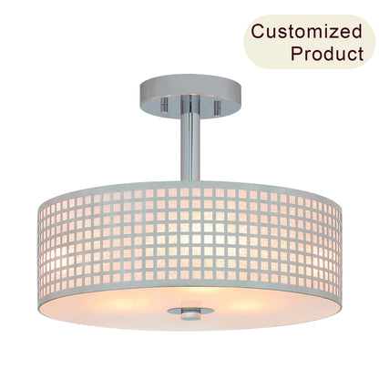 15 inch Modern 3-Light Chrome Drum Ceiling Fixture for Bedroom/Living Room XB-SF1124-CH