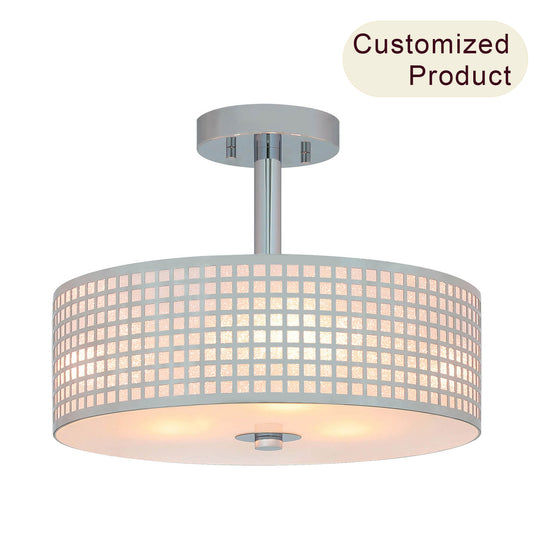 15 inch Modern 3-Light Chrome Drum Ceiling Fixture for Bedroom/Living Room XB-SF1124-CH
