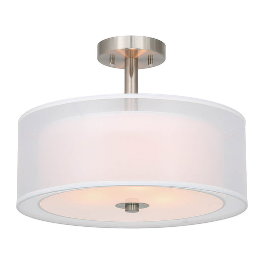 16 inch Brushed Nickel Drum Ceiling Light for Living Room & Bedroom XB-SF1194-BN