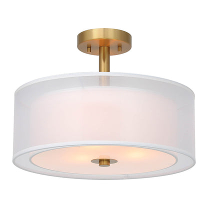 16" Drum Semi Flush Mount Ceiling Light Fixture for Bedroom Living Room XB-SF1194-BS