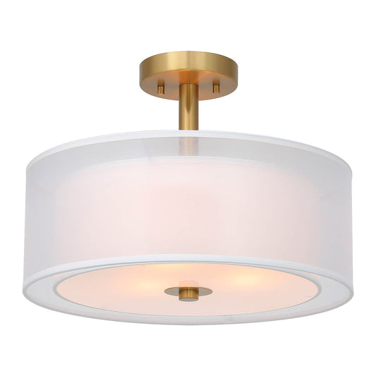 16" Drum Semi Flush Mount Ceiling Light Fixture for Bedroom Living Room XB-SF1194-BS
