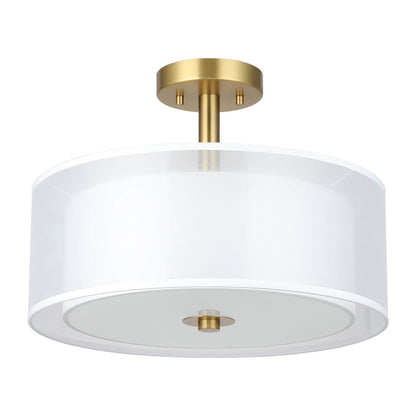 16" Drum Semi Flush Mount Ceiling Light Fixture for Bedroom Living Room XB-SF1194-BS