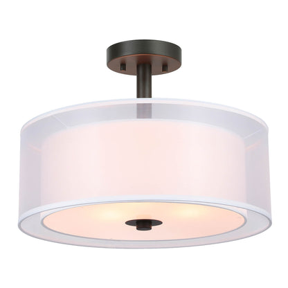 16 inch Semi Flush Mount Ceiling Light with Fabric Shade in Dark Bronze XB-SF1194-DB